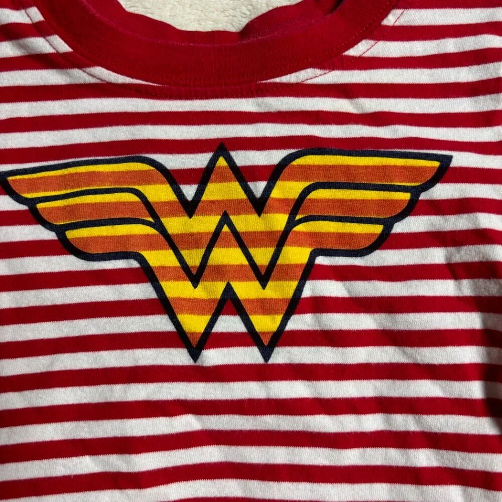 Hanna Andersson Toddler Shirt Size 2 Red Striped Wonder Women Marvel‎ Cotton